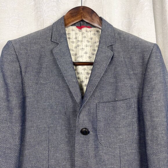 Cotelac elbow patch cotton linen tweed blazer lightweight men's suit jacket FR50 - Picture 3 of 9